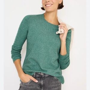 Tahari Pure Luxe 100%  Green Cashmere Crewneck Sweater Sz XS